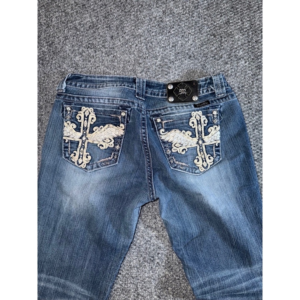 Miss Me JP6187B Boot Cut Womens Jeans Embroidered Cross and Rhinestones Size 34 - Picture 9 of 12